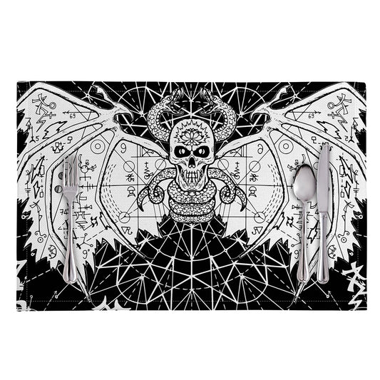 Black And White Demon Wicca Print Placemat