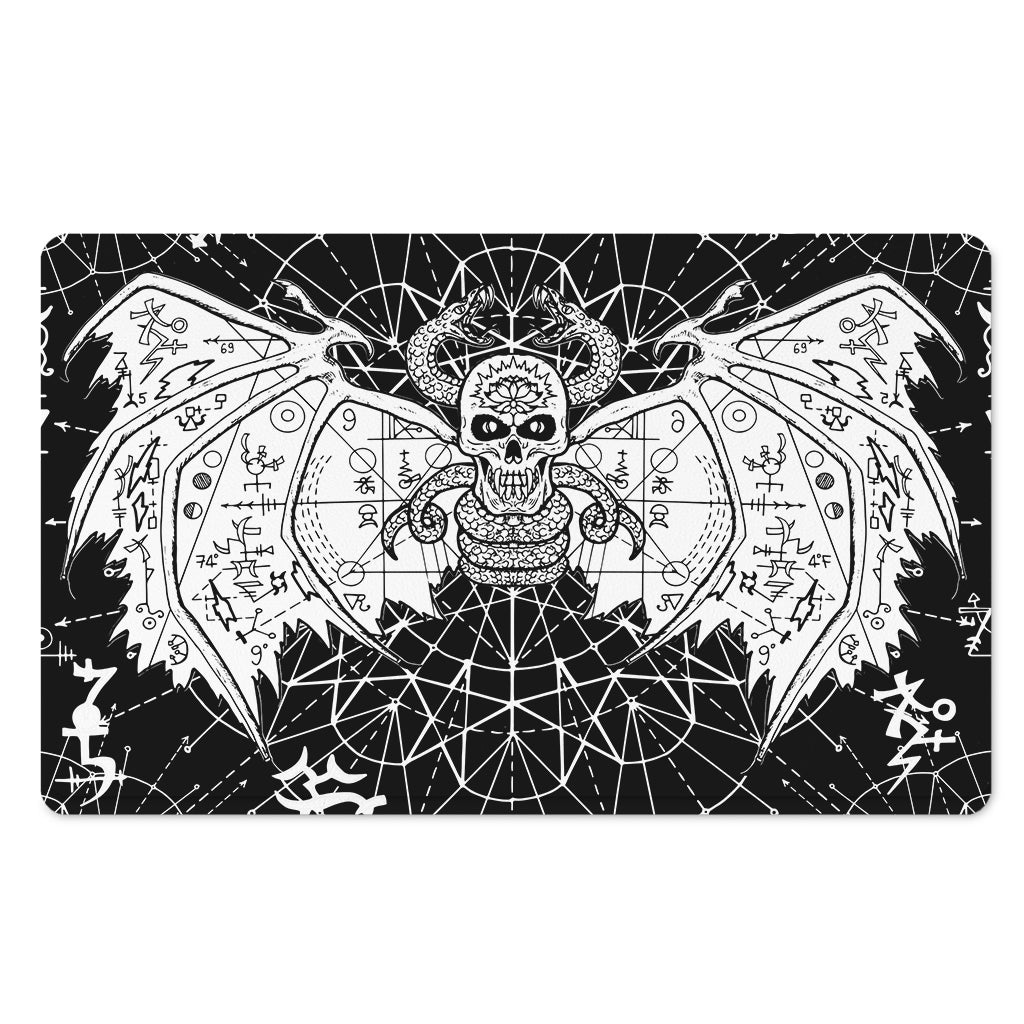 Black And White Demon Wicca Print Polyester Doormat