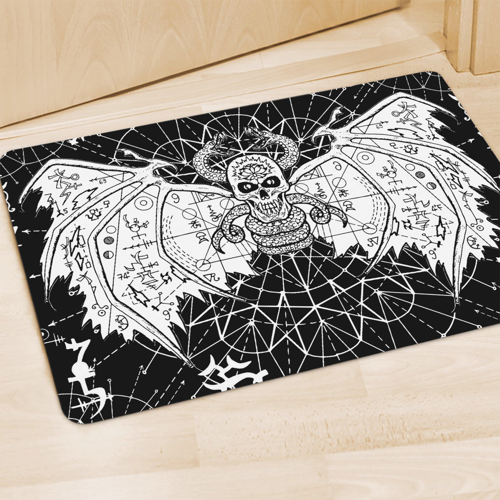 Black And White Demon Wicca Print Polyester Doormat