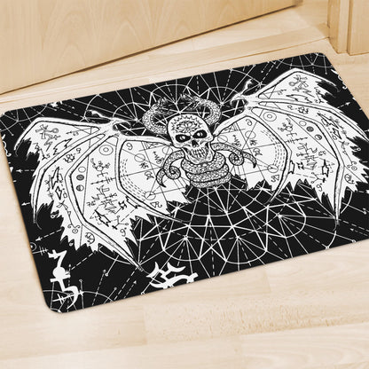 Black And White Demon Wicca Print Polyester Doormat