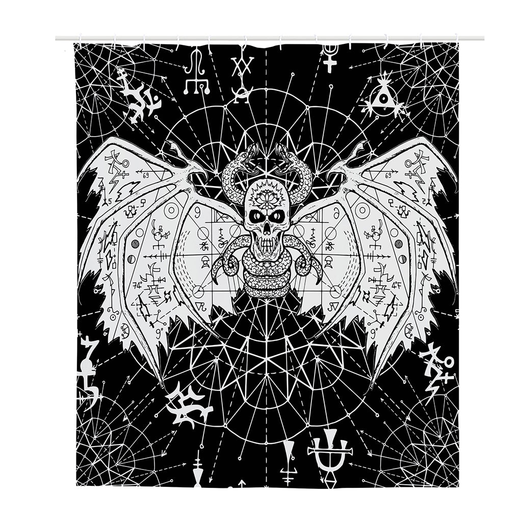 Black And White Demon Wicca Print Polyester Shower Curtain