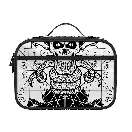 Black And White Demon Wicca Print Portable Lunch Bag