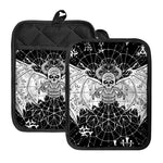 Black And White Demon Wicca Print Pot Holders With Pocket