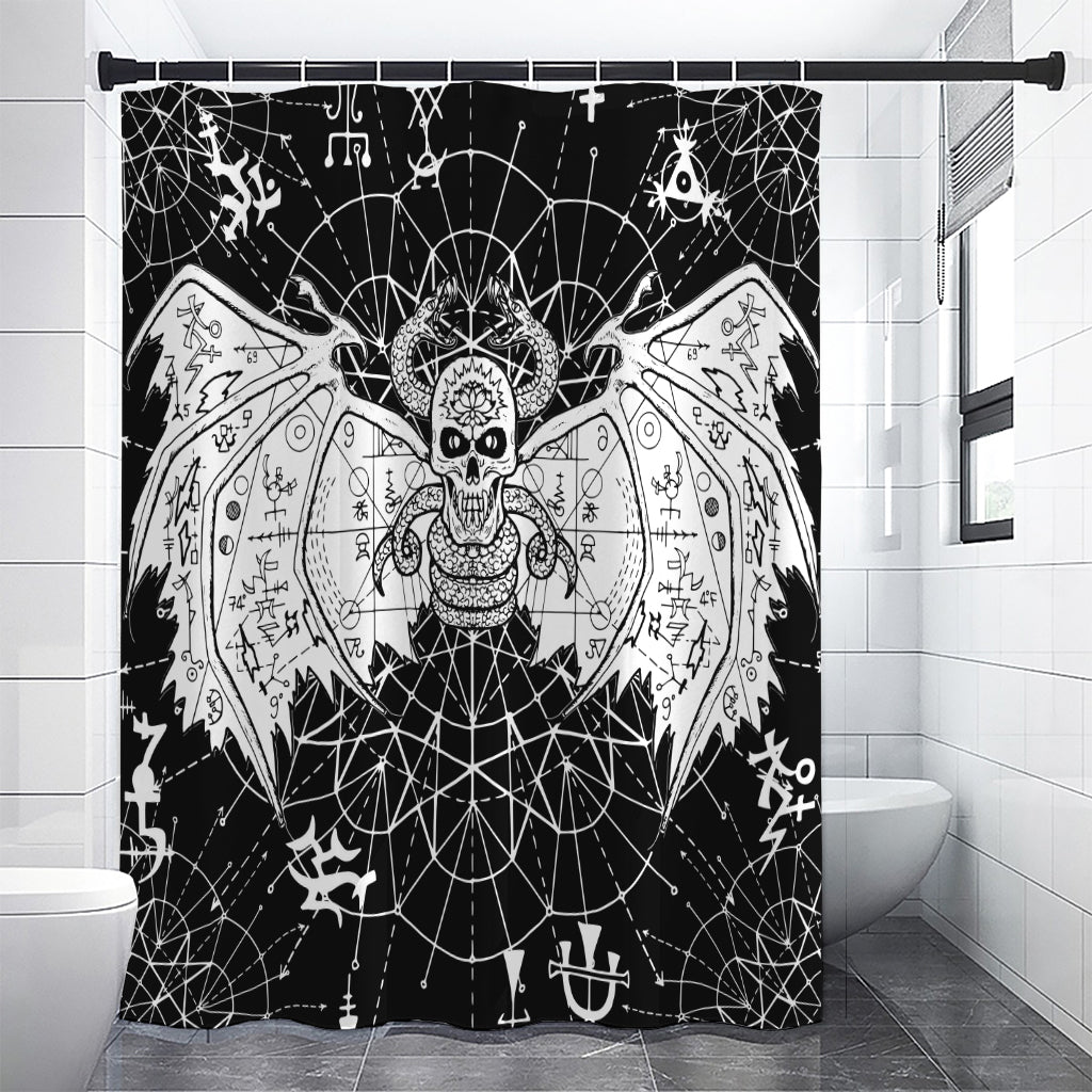 Black And White Demon Wicca Print Premium Shower Curtain