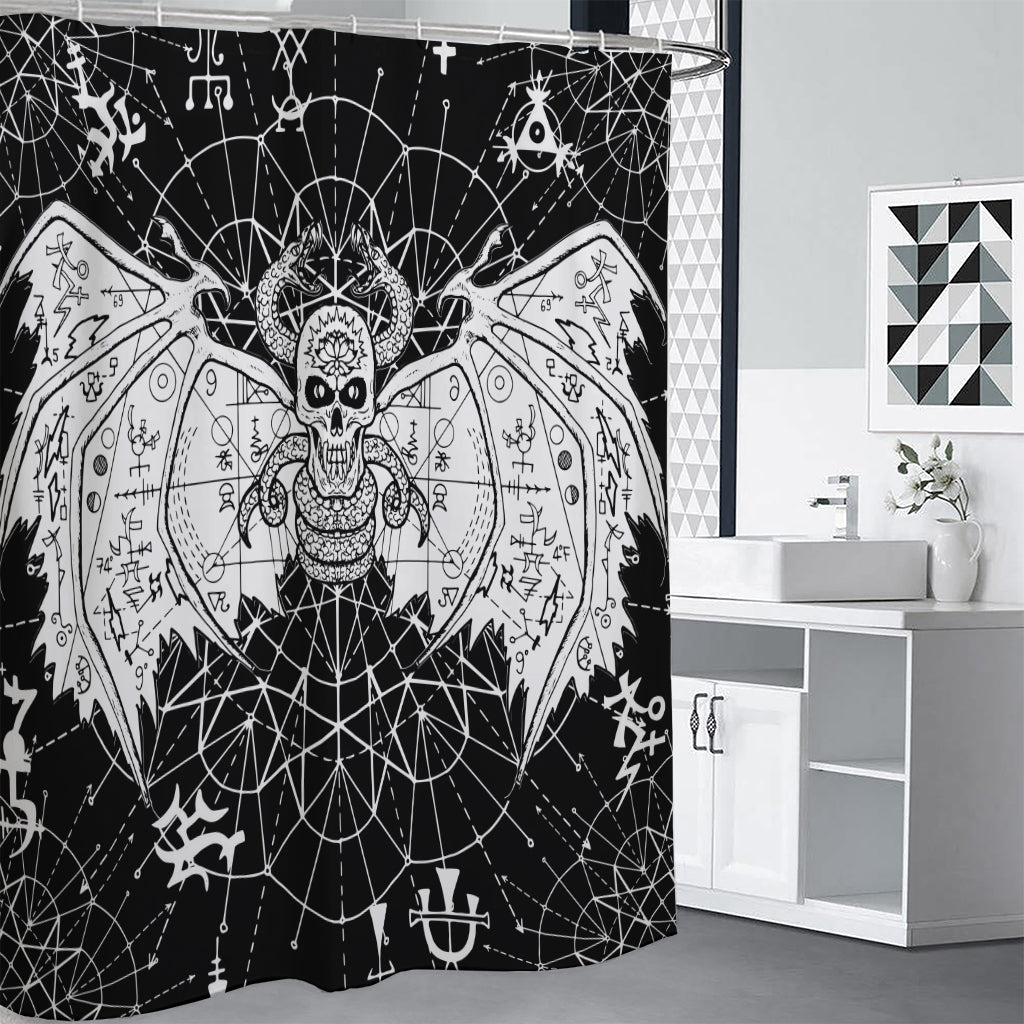 Black And White Demon Wicca Print Premium Shower Curtain