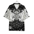 Black And White Demon Wicca Print Rayon Hawaiian Shirt