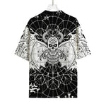 Black And White Demon Wicca Print Rayon Hawaiian Shirt