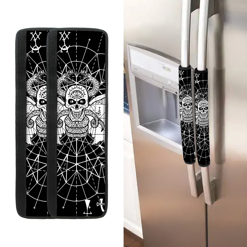 Black And White Demon Wicca Print Refrigerator Handle Covers