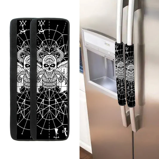 Black And White Demon Wicca Print Refrigerator Handle Covers