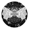 Black And White Demon Wicca Print Round Blanket