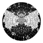 Black And White Demon Wicca Print Round Blanket