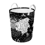 Black And White Demon Wicca Print Round Laundry Basket