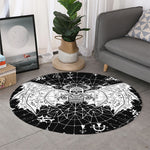 Black And White Demon Wicca Print Round Rug