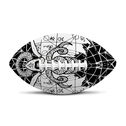 Black And White Demon Wicca Print Rugby Ball