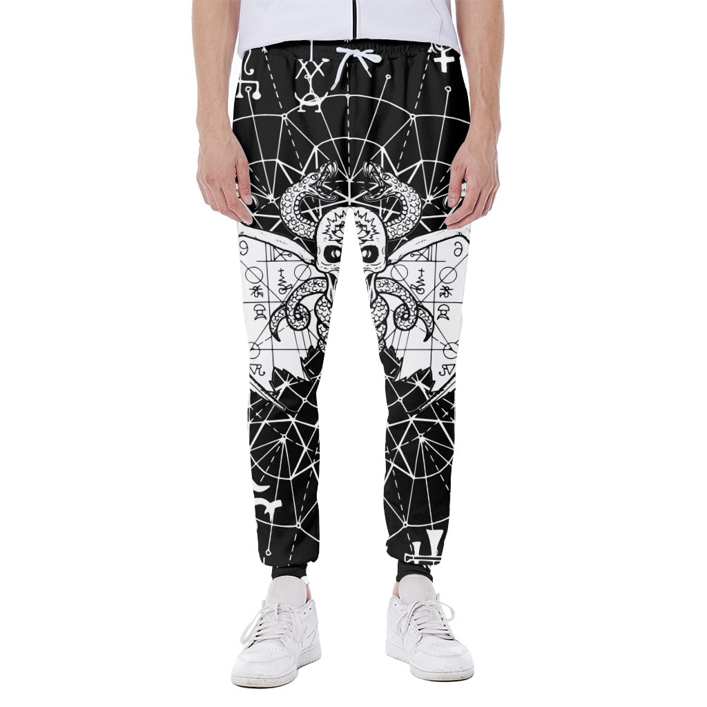 Black And White Demon Wicca Print Scuba Joggers