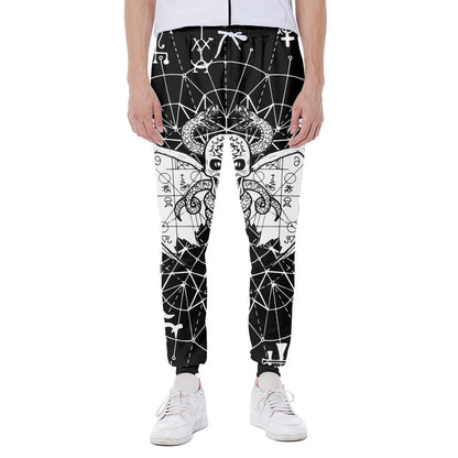 Black And White Demon Wicca Print Scuba Joggers