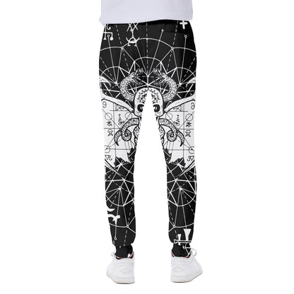 Black And White Demon Wicca Print Scuba Joggers