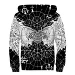 Black And White Demon Wicca Print Sherpa Lined Zip Up Hoodie