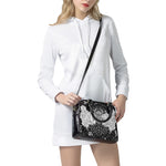 Black And White Demon Wicca Print Shoulder Handbag