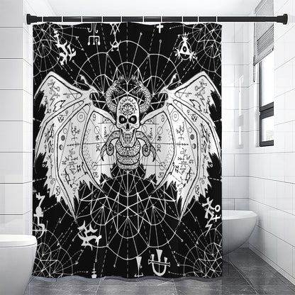 Black And White Demon Wicca Print Shower Curtain