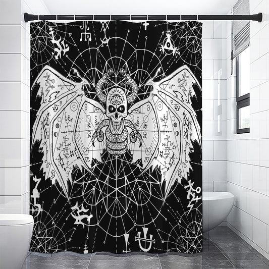 Black And White Demon Wicca Print Shower Curtain