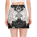 Black And White Demon Wicca Print Side Slit Mini Skirt