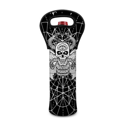 Black And White Demon Wicca Print Single Neoprene Wine Tote
