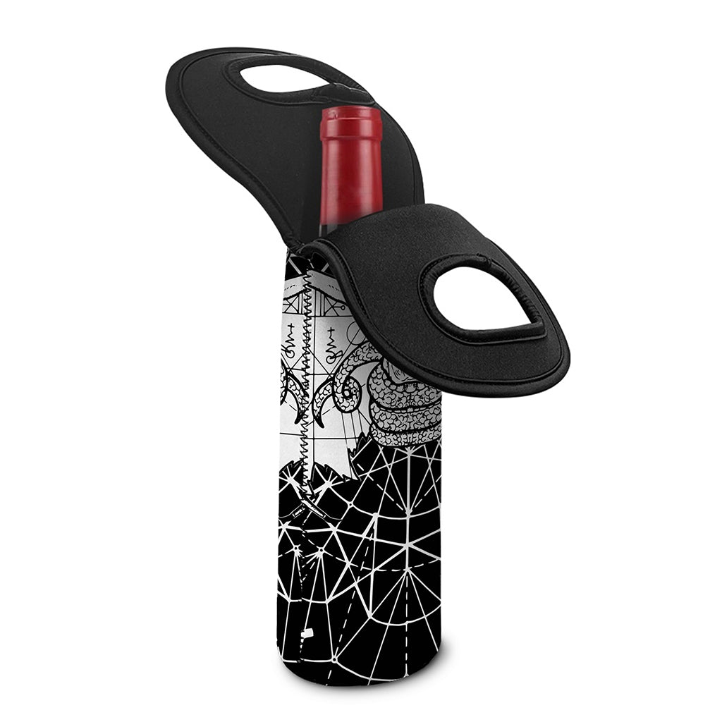 Black And White Demon Wicca Print Single Neoprene Wine Tote