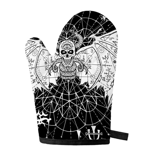 Black And White Demon Wicca Print Single Oven Mitt