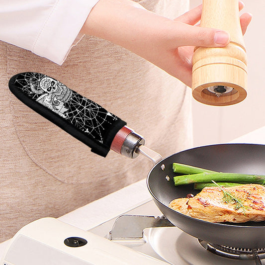 Black And White Demon Wicca Print Skillet Handle Cover