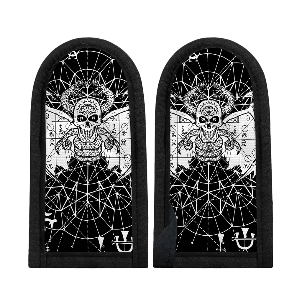 Black And White Demon Wicca Print Skillet Handle Cover