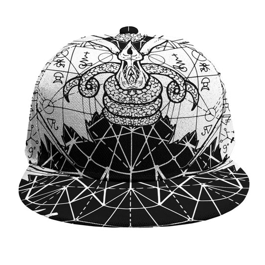 Black And White Demon Wicca Print Snapback Cap