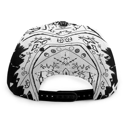 Black And White Demon Wicca Print Snapback Cap