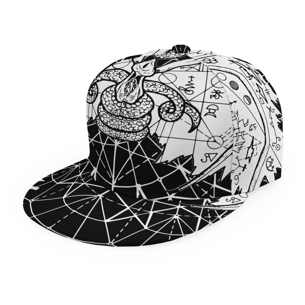 Black And White Demon Wicca Print Snapback Cap