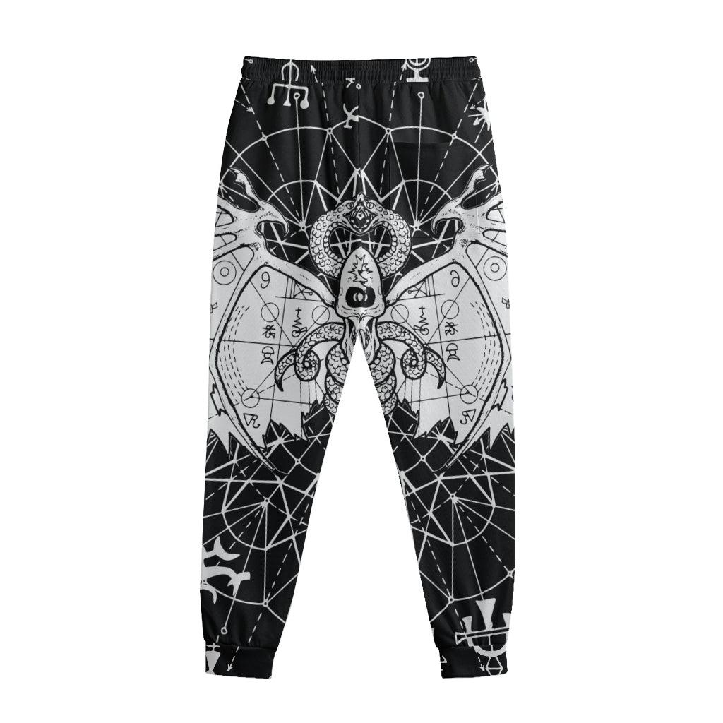 Black And White Demon Wicca Print Sweatpants
