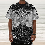 Black And White Demon Wicca Print Textured Short Sleeve Shirt