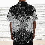Black And White Demon Wicca Print Textured Short Sleeve Shirt