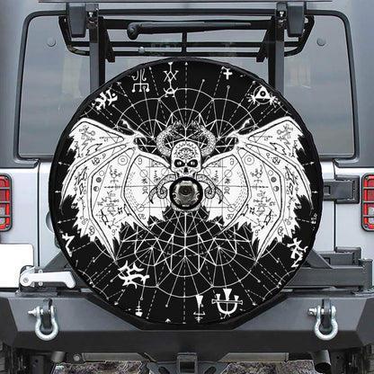 Black And White Demon Wicca Print Tire Cover With Camera Hole