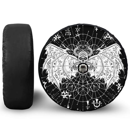 Black And White Demon Wicca Print Tire Cover With Camera Hole