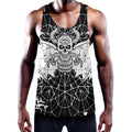 Black And White Demon Wicca Print Men's Workout Tank Top