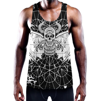 Black And White Demon Wicca Print Training Tank Top