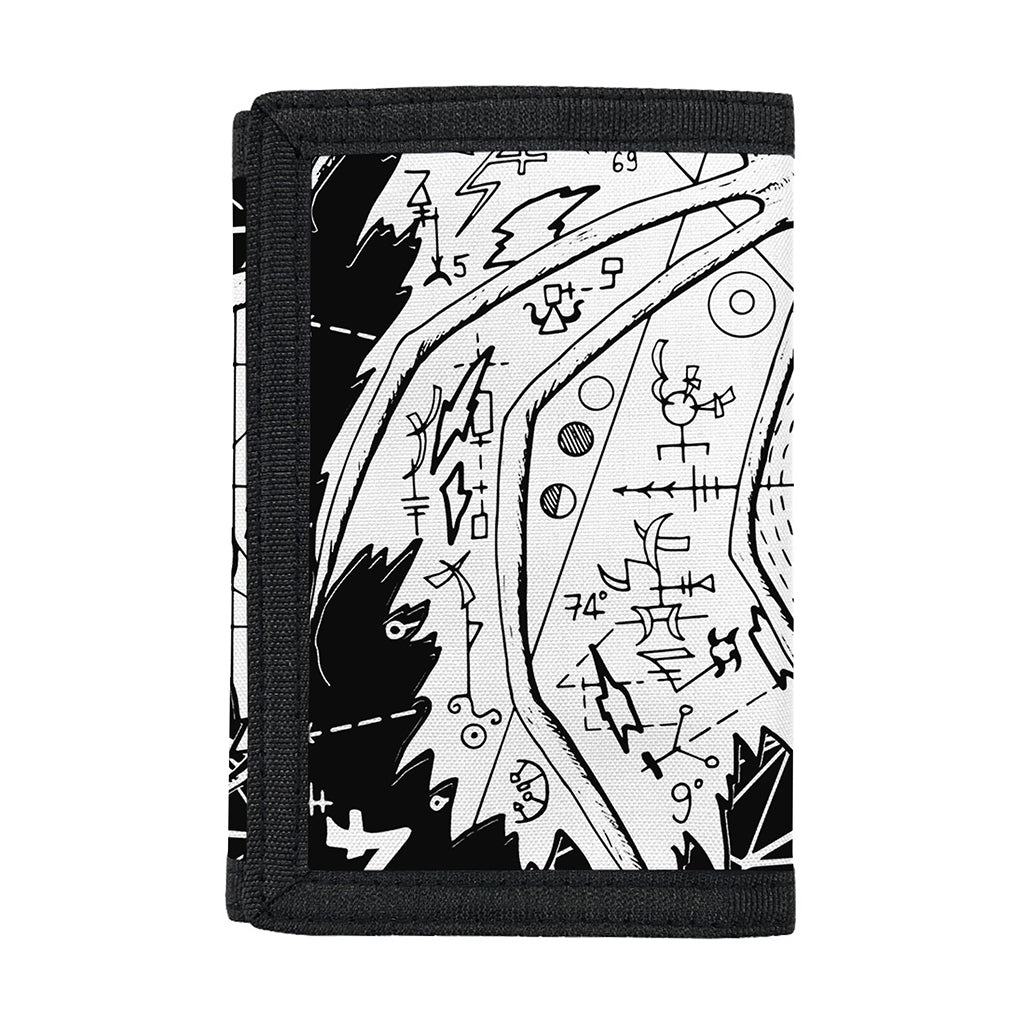 Black And White Demon Wicca Print Trifold Wallet