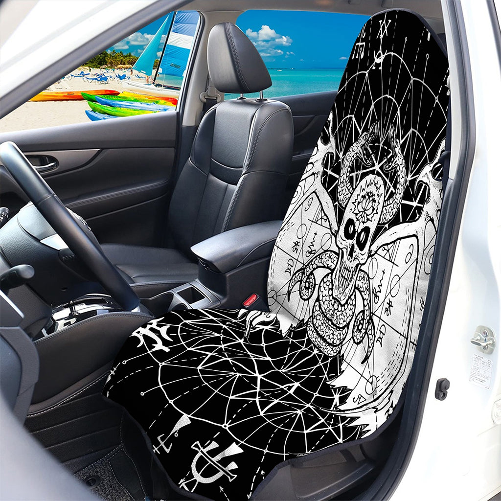Black And White Demon Wicca Print Waterproof Car Seat Cover