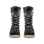 Black And White Demon Wicca Print Winter Boots