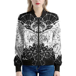Black And White Demon Wicca Print Women's Bomber Jacket