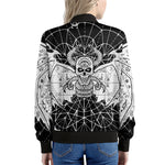 Black And White Demon Wicca Print Women's Bomber Jacket