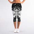 Black And White Demon Wicca Print Women's Capri Leggings