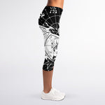 Black And White Demon Wicca Print Women's Capri Leggings