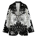 Black And White Demon Wicca Print Women's Cotton Blazer
