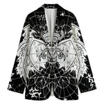 Black And White Demon Wicca Print Women's Cotton Blazer